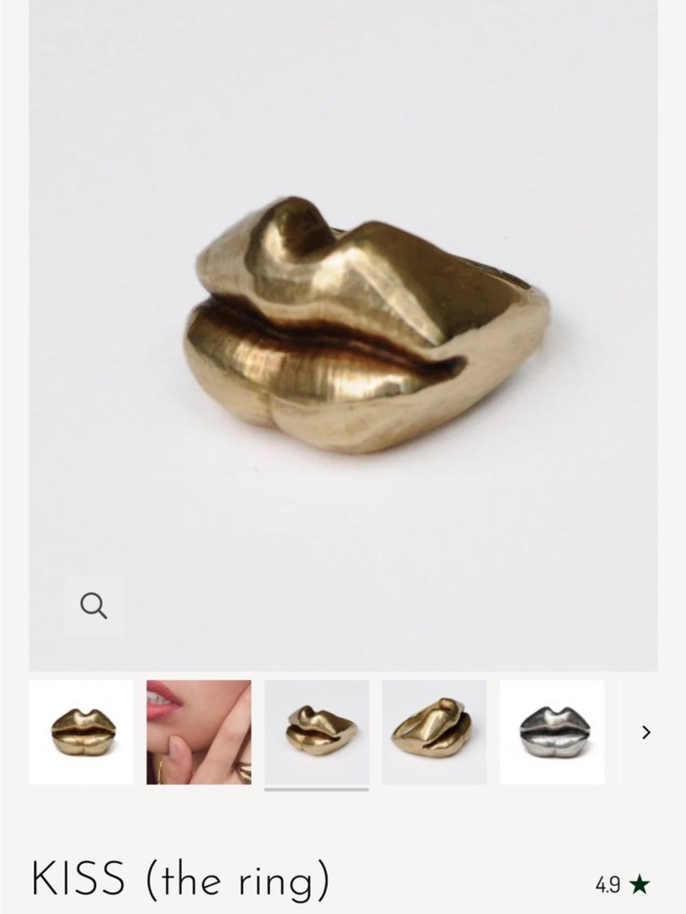Kiss Sculpted Lip Ring - Gold